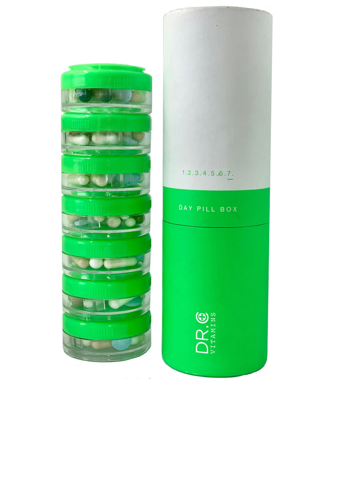 DR. C VITAMINS Pill Organizer - 7 Day Travel Friendly Twist & Lock Pill-Box, BPA Free